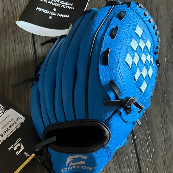 Blue Cipton Baseball Glove with Black Laces - Picture 3 of 3